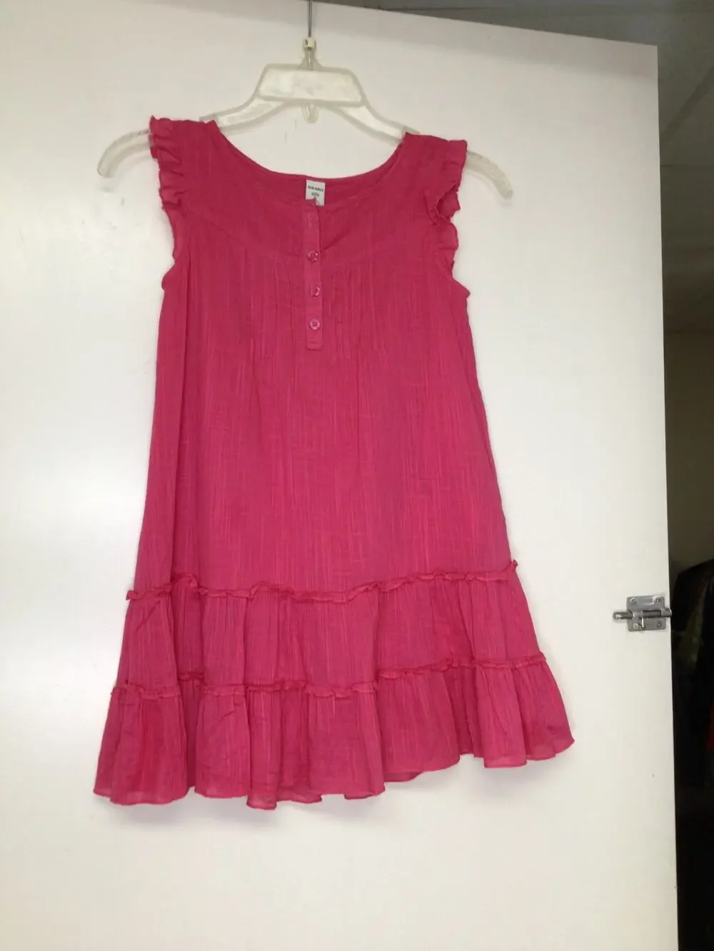 Old Navy Hot Pink Ruffle Shift Dress Girls Size Small (Size 6)